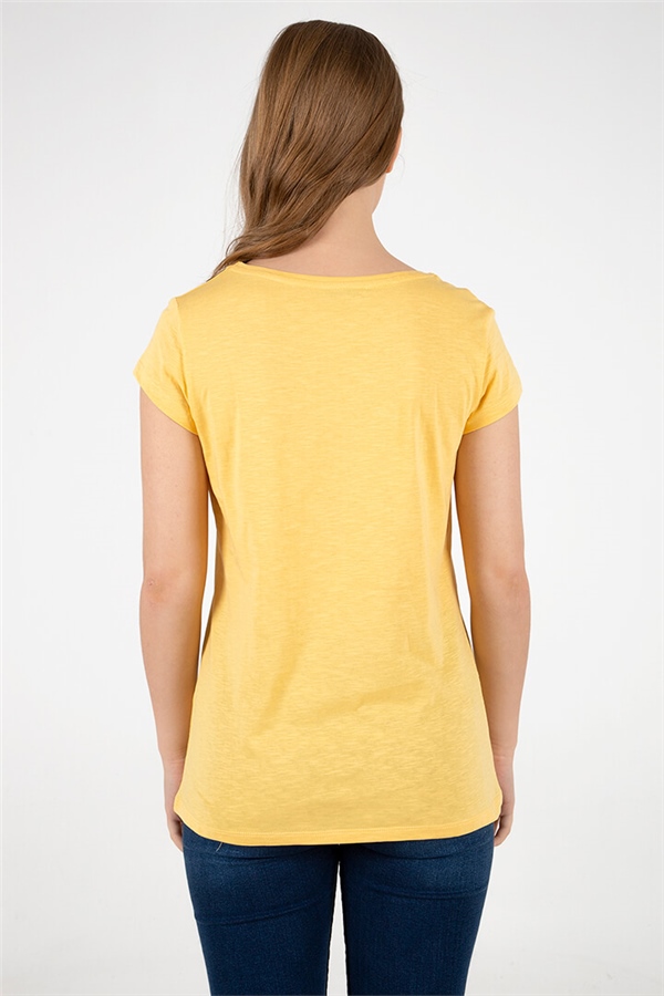 V Yaka T-Shirt Sarı / Yellow