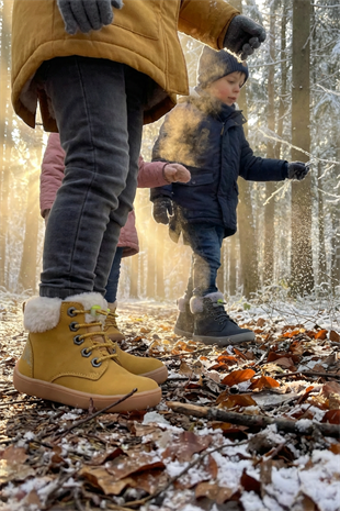 Furry Boots Sarı Nubuk Barefoot Çocuk Botu