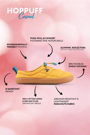 Hoppuff Casual Dynamic Yellow Barefoot Kids Shoes