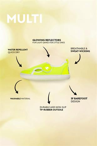 Multi Neon Mix Yellow Barefoot Kids Shoes