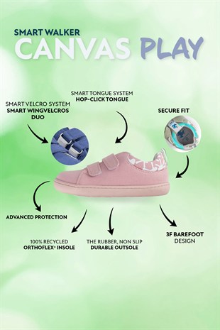 Smart Walker Canvas Play Eco Pink Barefoot Kids Shoes