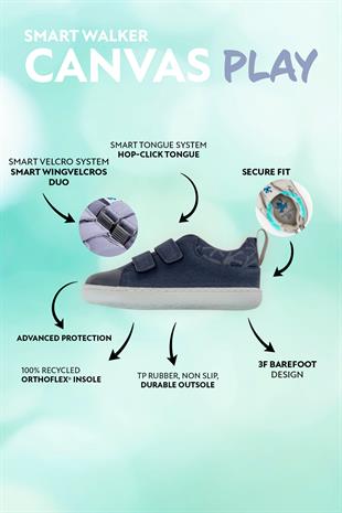 Smart Walker Canvas Play Lacivert Barefoot Çocuk Ayakkabı