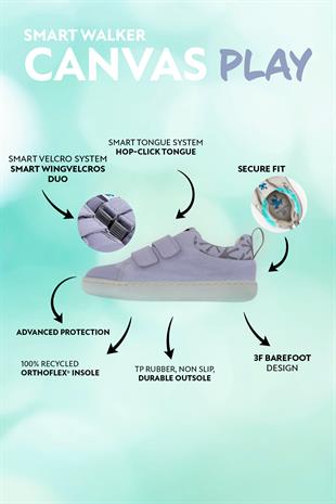 Smart Walker Canvas Play Lila Barefoot Çocuk Ayakkabı