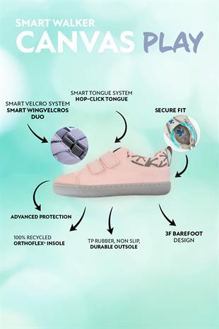 Smart Walker Canvas Play Toz Pembe Barefoot Çocuk Ayakkabı