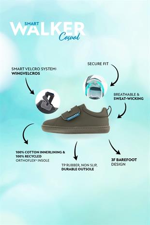Smart Walker Casual Süper Mat Haki Barefoot Çocuk Ayakkabı