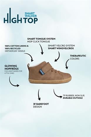 Smart Walker High Top Kahverengi Meşe Barefoot Çocuk Bot