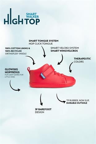 Smart Walker High Top Kırmızı Işık Barefoot Çocuk Bot
