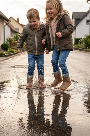 Rain Boots Kahverengi Meşe Suya ve Soğuğa Dayanıklı Barefoot Çocuk Botu