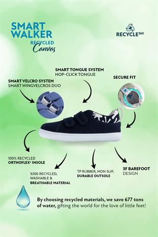 Smart Walker Canvas Play Eco Lacivert Barefoot Çocuk Ayakkabı