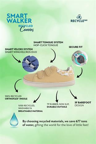 Smart Walker Canvas Play Eco Sarı Barefoot Çocuk Ayakkabı