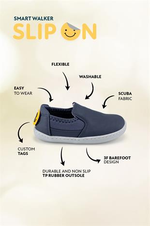 Smart Walker Slip-On #Tags Süper Mat Lacivert Barefoot Işıklı Çocuk Ayakkabı