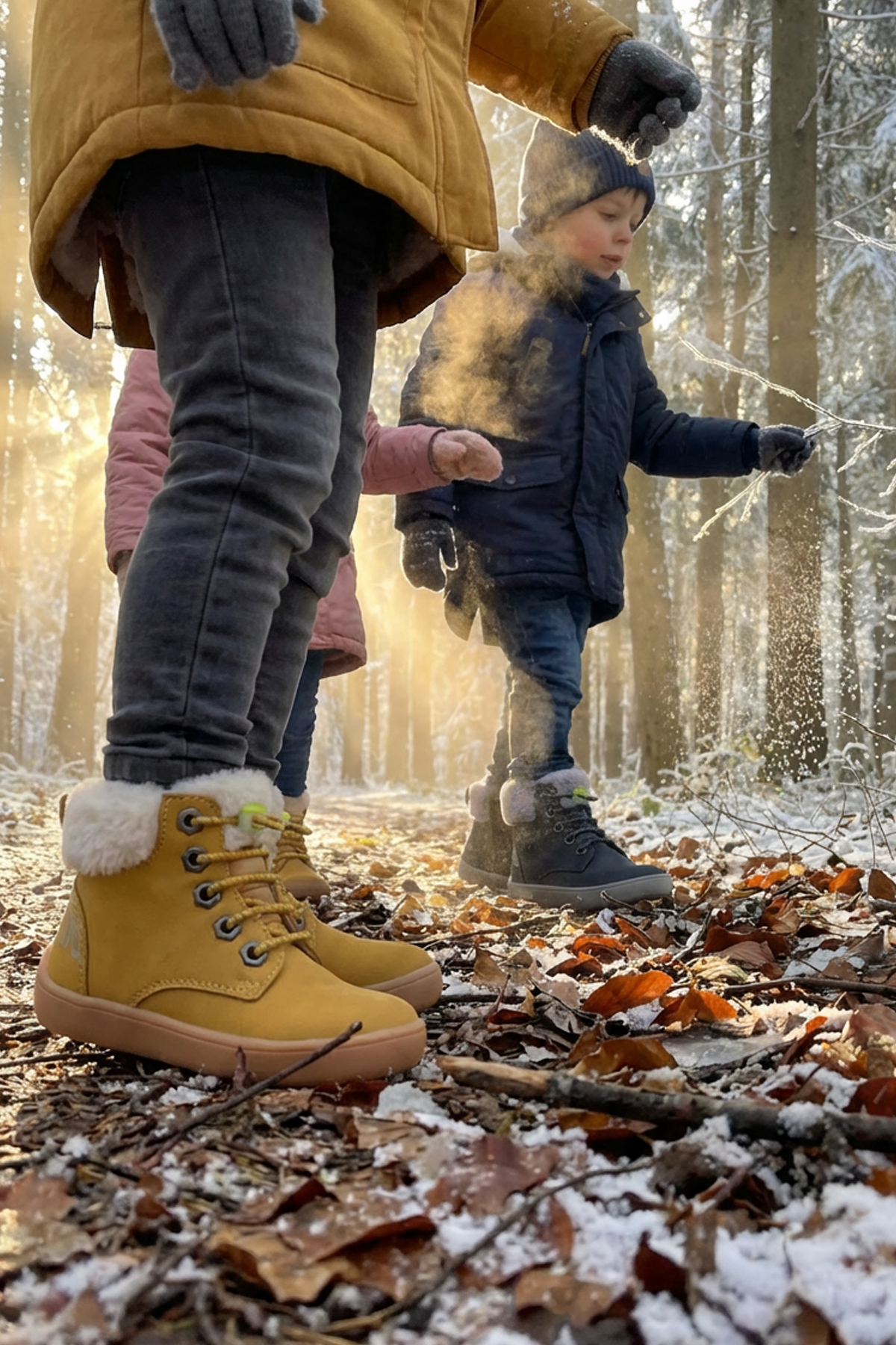 Furry Boots Sarı Nubuk Barefoot Çocuk Botu - Görsel 5