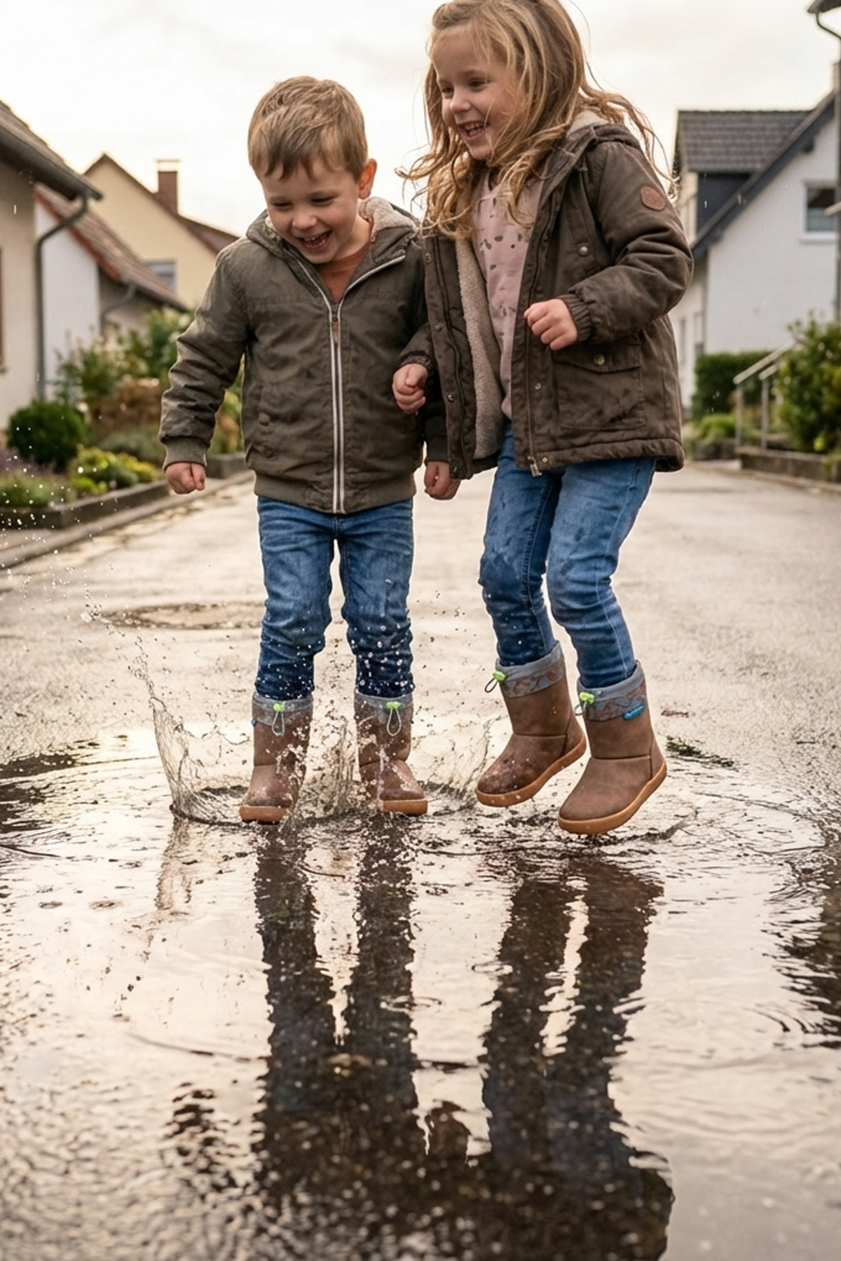 Rain Boots Kahverengi Meşe Suya ve Soğuğa Dayanıklı Barefoot Çocuk Botu - Görsel 6