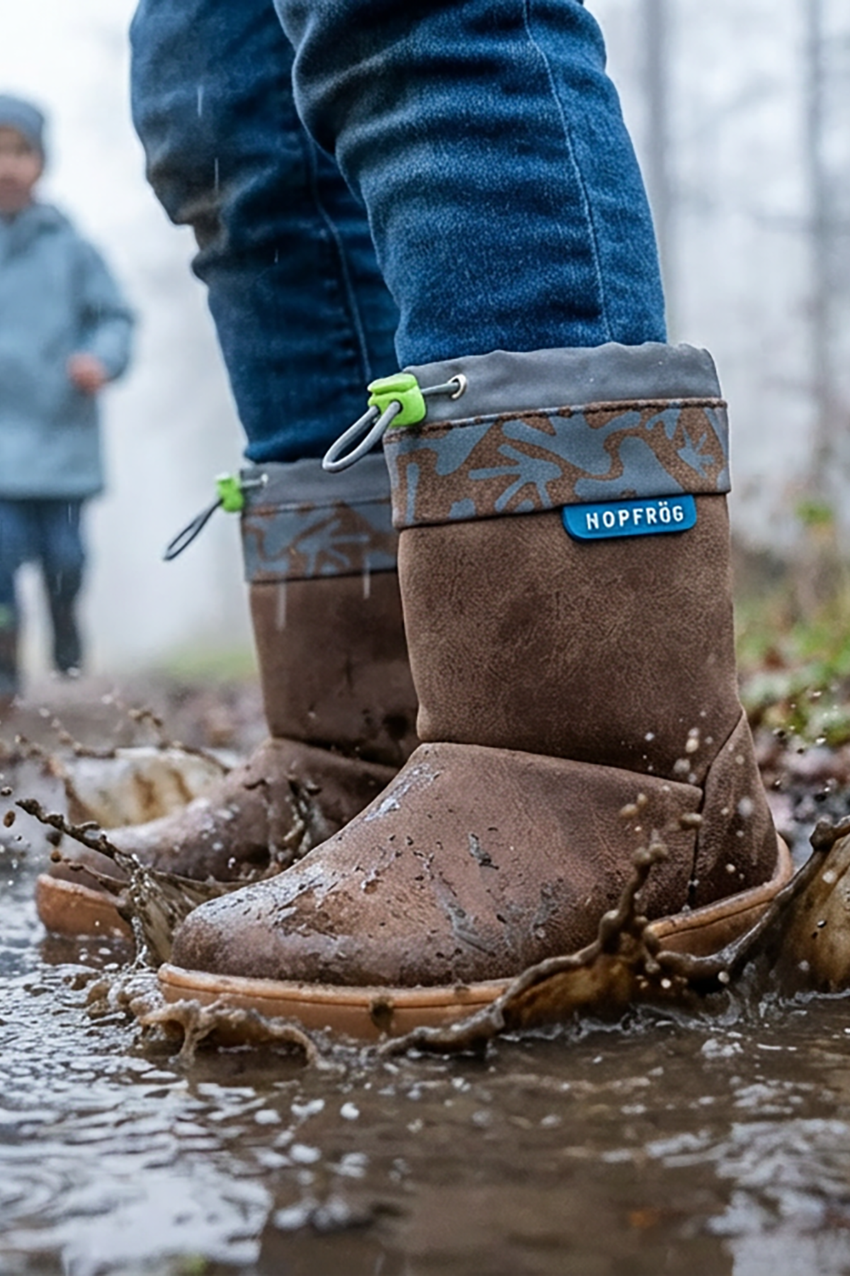Rain Boots Kahverengi Meşe Suya ve Soğuğa Dayanıklı Barefoot Çocuk Botu - Görsel 7