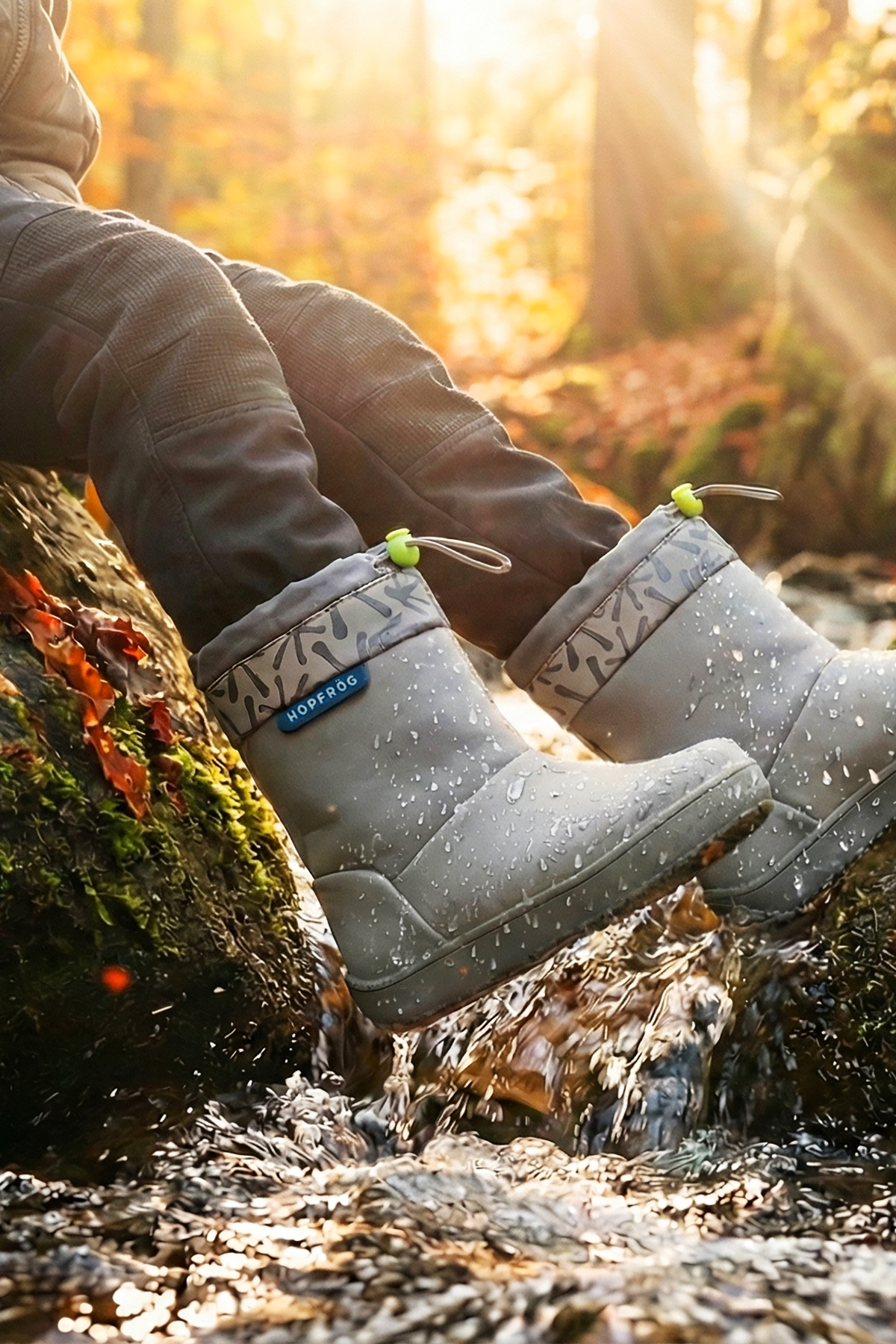 Rain Boots Süper Mat Havalı Gri Suya ve Soğuğa Dayanıklı Barefoot Çocuk Botu - Görsel 7