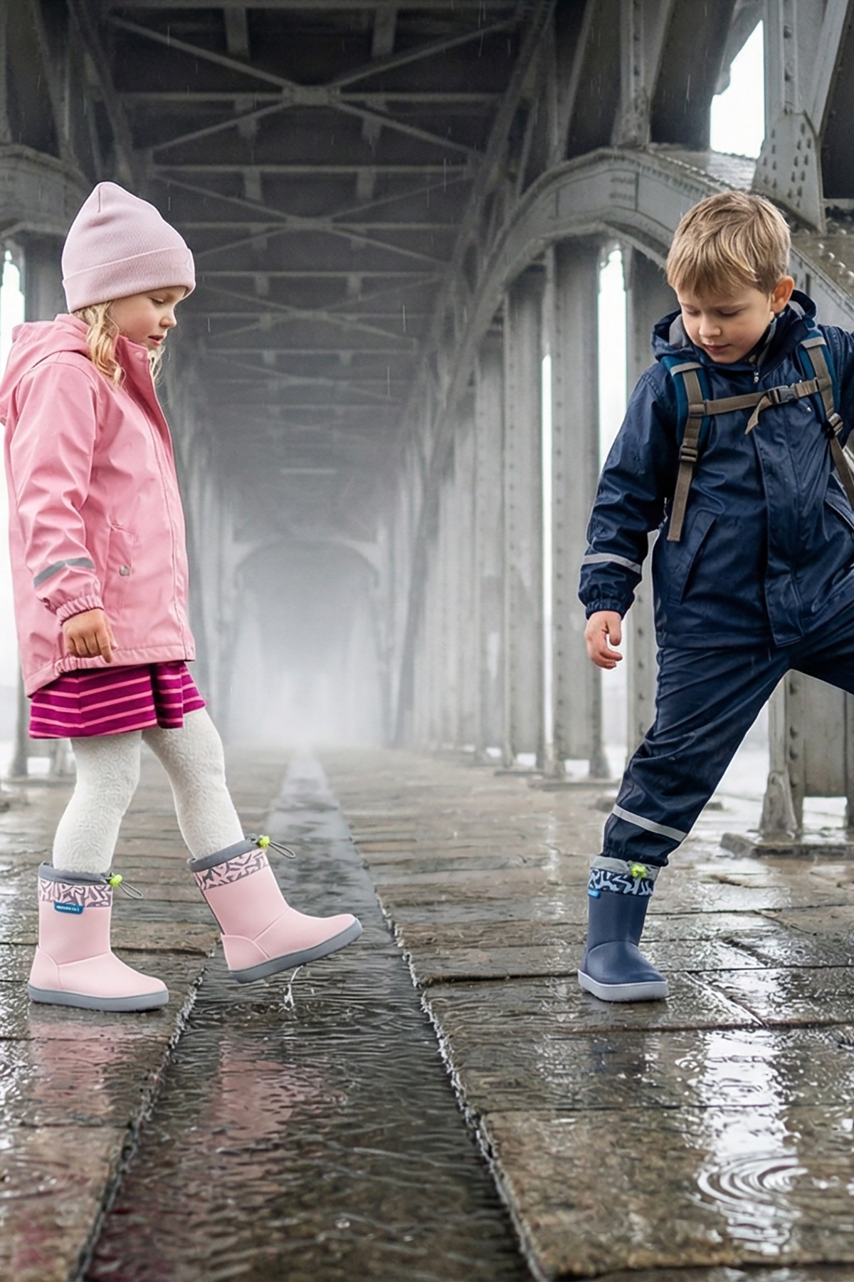 Rain Boots Süper Mat Pembe Suya ve Soğuğa Dayanıklı Barefoot Çocuk Botu - Görsel 5