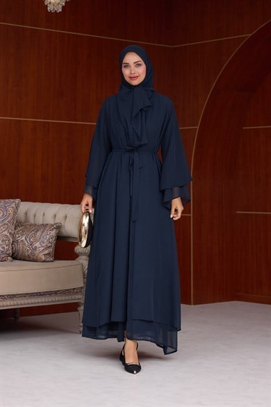 3'lü Eslem Tasarım Abaya Takım ( Abaya-Şal-İçlik ) - Lacivert