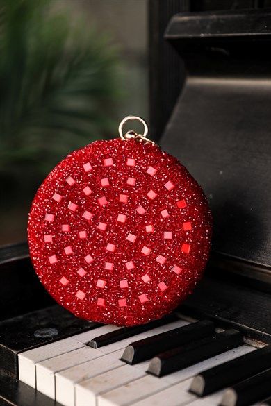 Halka Evening Dress Bag - Claret Red