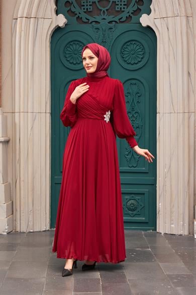 Akgül Evening Dress - Claret Red