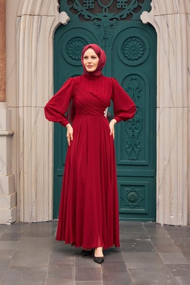 Akgül Evening Dress - Claret Red