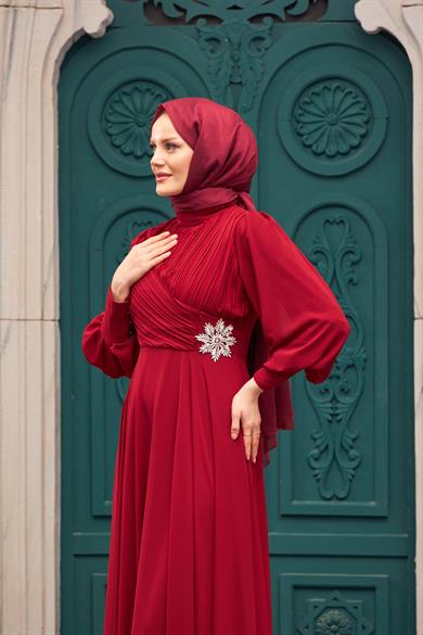 Akgül Evening Dress - Claret Red