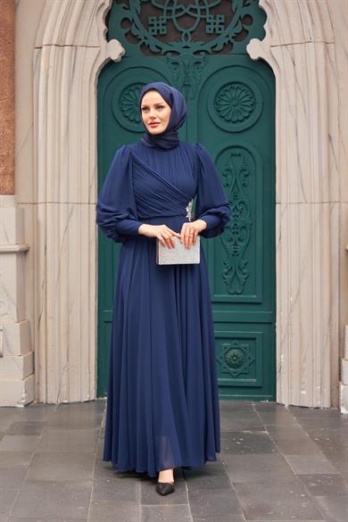 Akgül Evening Dress - Navy Blue