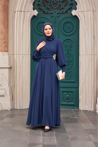 Akgül Evening Dress - Navy Blue