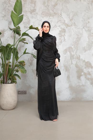 Arya Işıltı Kumaş Abiye - Siyah