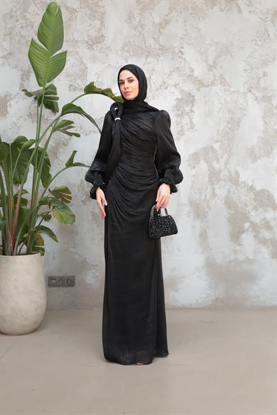 Arya Işıltı Kumaş Abiye - Siyah