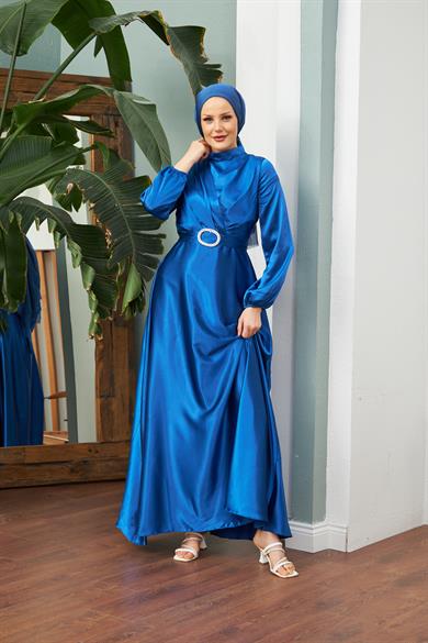 Asil Saten Abiye - Saks Mavi