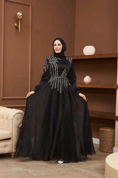 Asian Evening Dress - Black