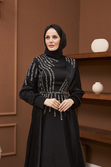 Asian Evening Dress - Black