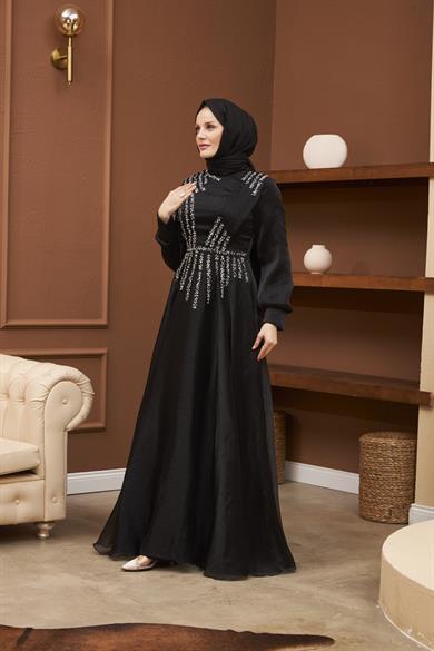 Asian Evening Dress - Black