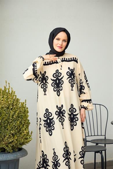 Aygen Patterned Dress - Beige