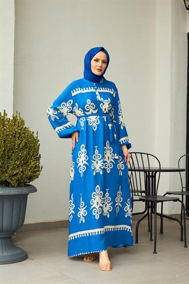 Aygen Patterned Dress - Blue