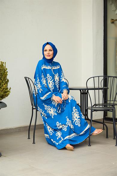 Aygen Patterned Dress - Blue