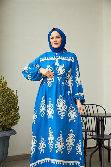 Aygen Patterned Dress - Blue
