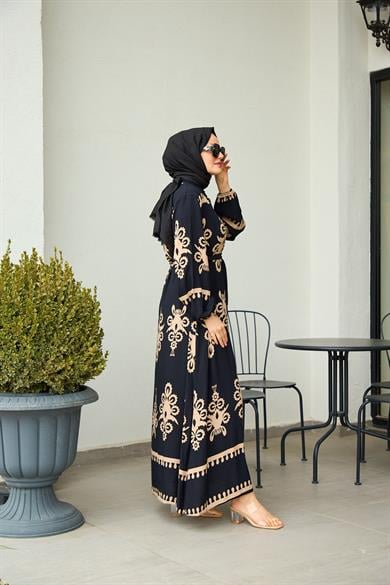 Aygen Patterned Dress - Black