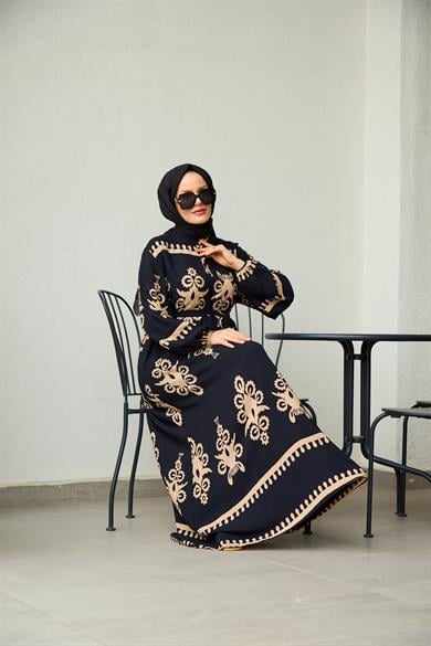 Aygen Patterned Dress - Black