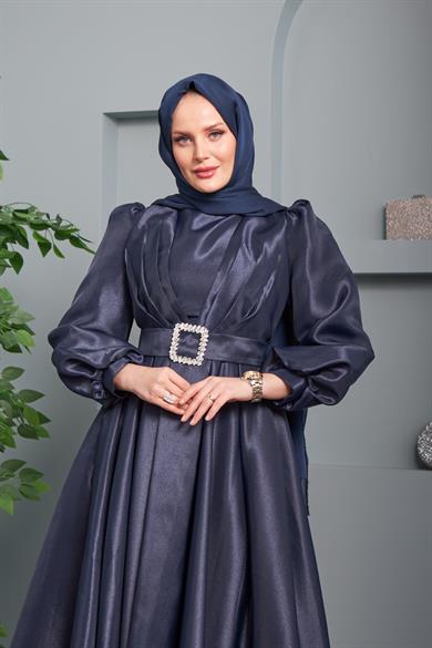 Aysun Evening Dress - Navy Blue