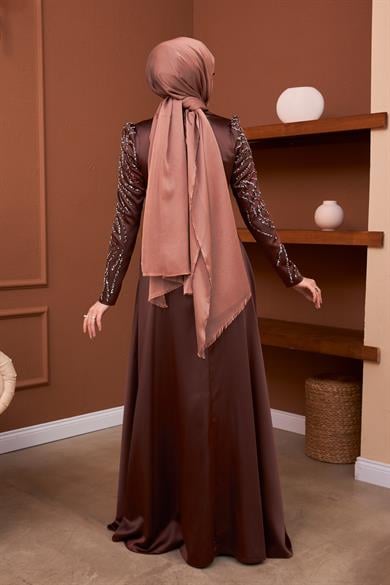Azra Evening Dress - Brown