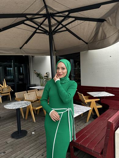 Tie-up Knitwear Dress - Green