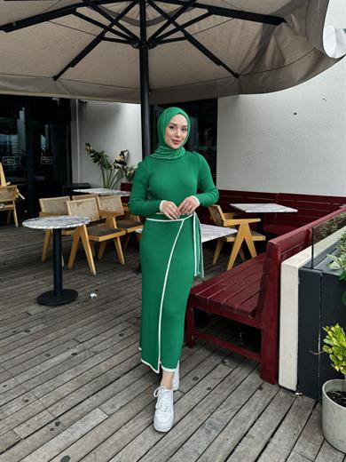 Tie-up Knitwear Dress - Green