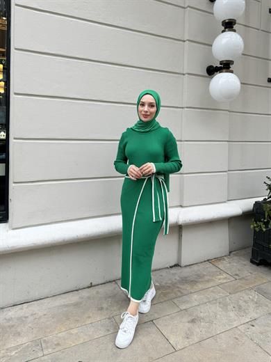 Tie-up Knitwear Dress - Green