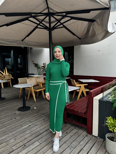 Tie-up Knitwear Dress - Green