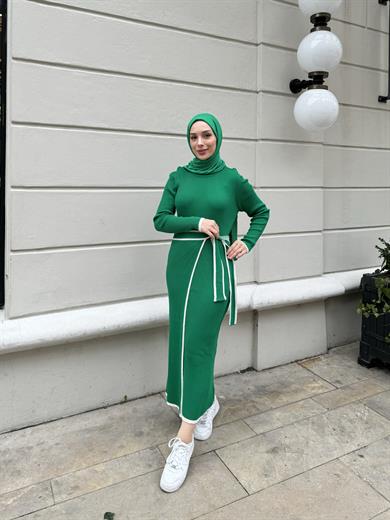 Tie-up Knitwear Dress - Green