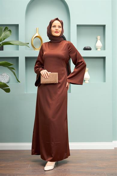 Begüm Satin Evening Dress - Brown