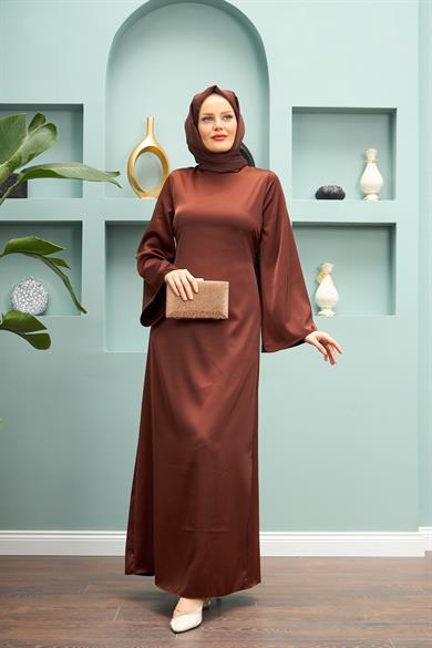 Begüm Satin Evening Dress - Brown