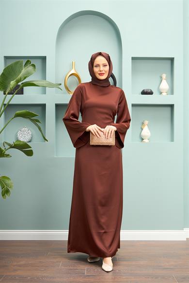 Begüm Satin Evening Dress - Brown