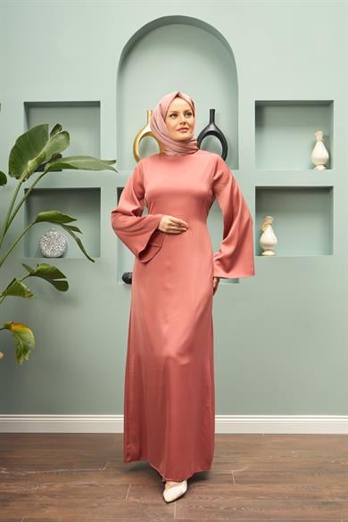 Begüm Satin Evening Dress - Tile